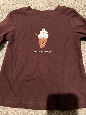 Cat & Jack Brown "Chill & Sweet" Ice Cream Snowman Tee